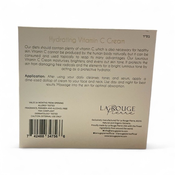 NIB-Vitamin C Hydrating Brightening Cream-La Rouge Pierre - Picture 3 of 5